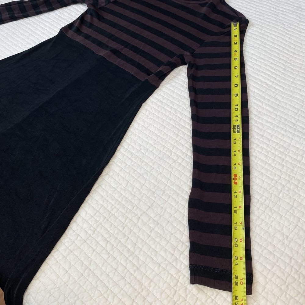 BCBG Maxazria Striped Mockneck Dress XS Emo Twee Black Jersey Knit Long Sleeve - Picture 14 of 14